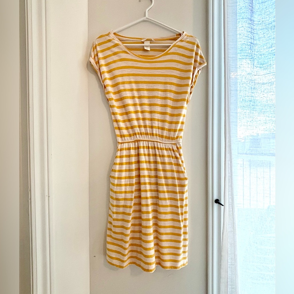 Summer H&M Yellow Striped Midi Dress loose fit